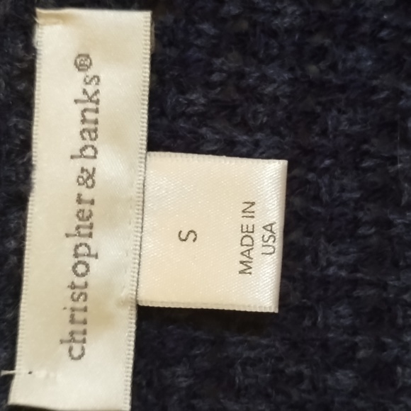 NAVY CARDIGAN,NO FRONT CLOSURE,LOVELY KNIT, LG.BLUE STRIPE 3/4 DOWN BACK    SZ S - Picture 3 of 8